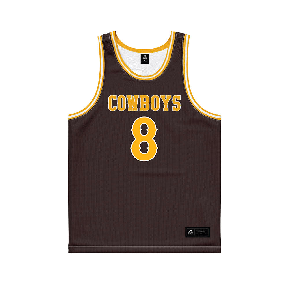 Wyoming - NCAA Men's Basketball : Kiani Saxon - Brown Basketball Jersey-0