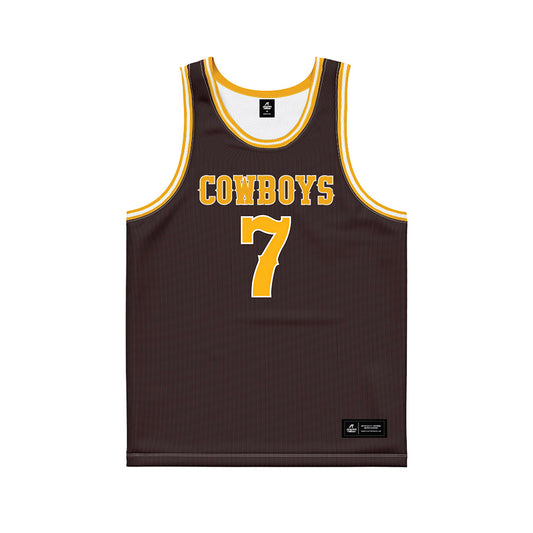 Wyoming - NCAA Men's Basketball : Matija Belic - Brown Basketball Jersey-0