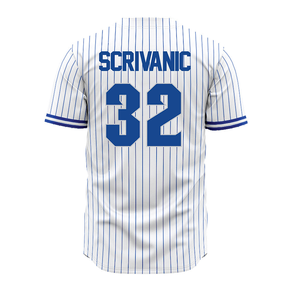 Seton Hall - NCAA Baseball : Frank Scrivanic - White Pinstripe Jersey-1