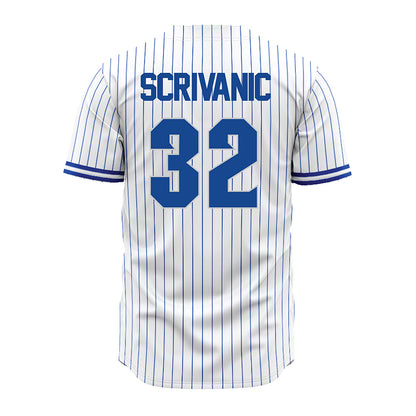 Seton Hall - NCAA Baseball : Frank Scrivanic - White Pinstripe Jersey-1