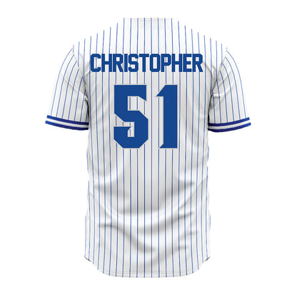 Seton Hall - NCAA Baseball : Mason Christopher - White Pinstripe Jersey-1
