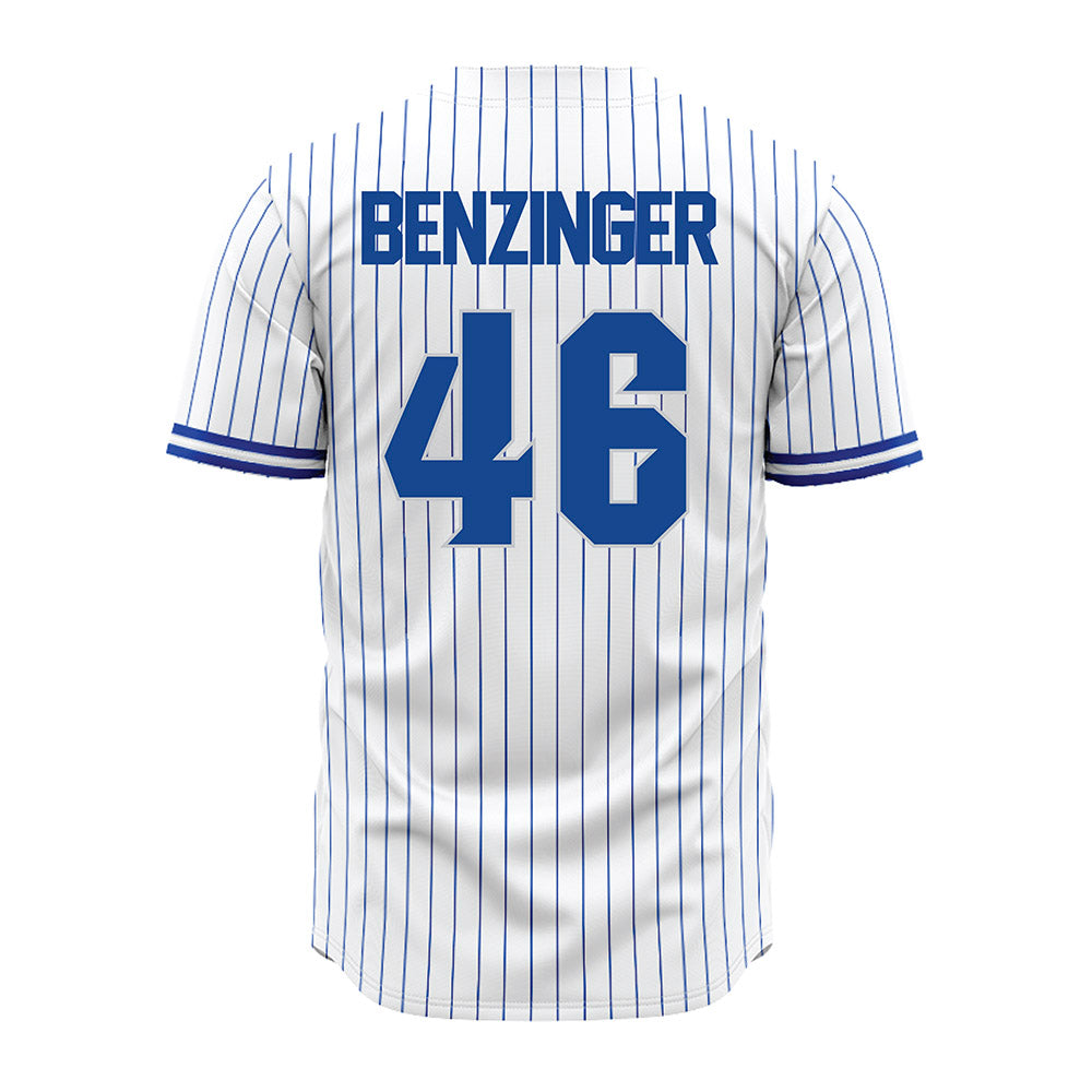 Seton Hall - NCAA Baseball : Derek Benzinger - White Pinstripe Jersey-1