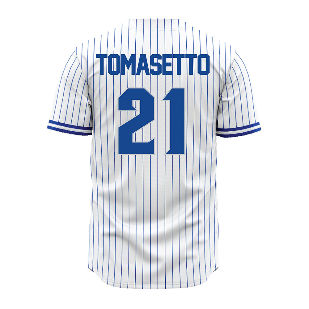 Seton Hall - NCAA Baseball : Nick Tomasetto - White Pinstripe Jersey-1