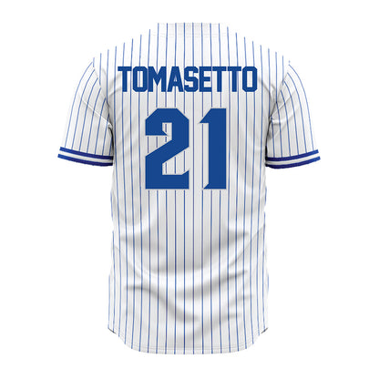 Seton Hall - NCAA Baseball : Nick Tomasetto - White Pinstripe Jersey-1