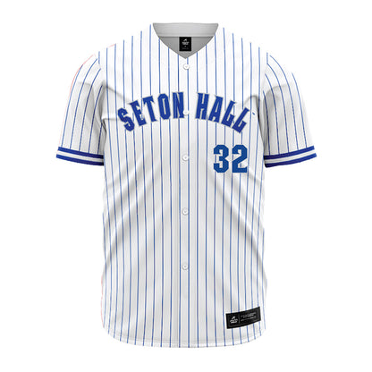 Seton Hall - NCAA Baseball : Frank Scrivanic - White Pinstripe Jersey-0