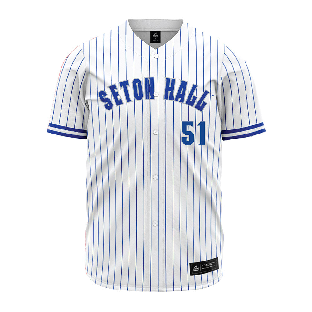 Seton Hall - NCAA Baseball : Mason Christopher - White Pinstripe Jersey-0