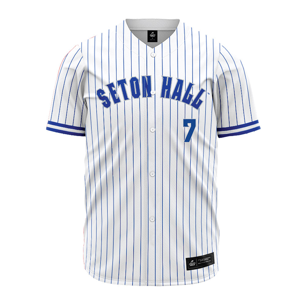 Seton Hall - NCAA Baseball : Stephen Curry - White Pinstripe Jersey-0