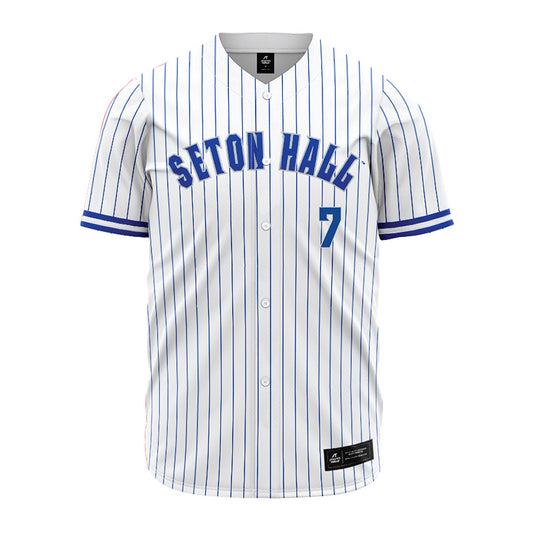 Seton Hall - NCAA Baseball : Stephen Curry - White Pinstripe Jersey-0