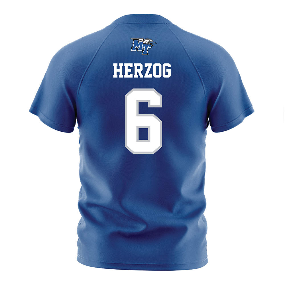 MTSU - NCAA Women's Soccer : Nev Herzog - Blue Soccer Jersey-1