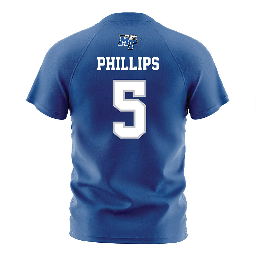 MTSU - NCAA Women's Soccer : Hailey Phillips - Blue Soccer Jersey-1