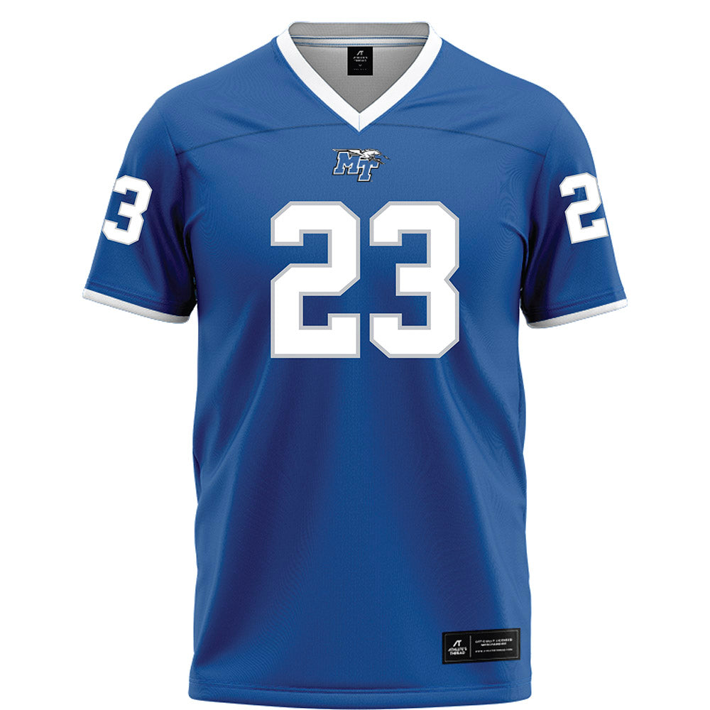MTSU - NCAA Football : KJ Miniefield - Blue Football Jersey-0
