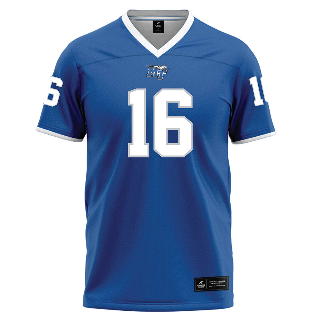 MTSU - NCAA Football : Jaiyden Thompson - Blue Football Jersey-0