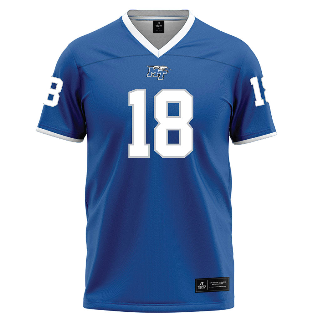 MTSU - NCAA Football : Kalen Woods - Blue Football Jersey-0
