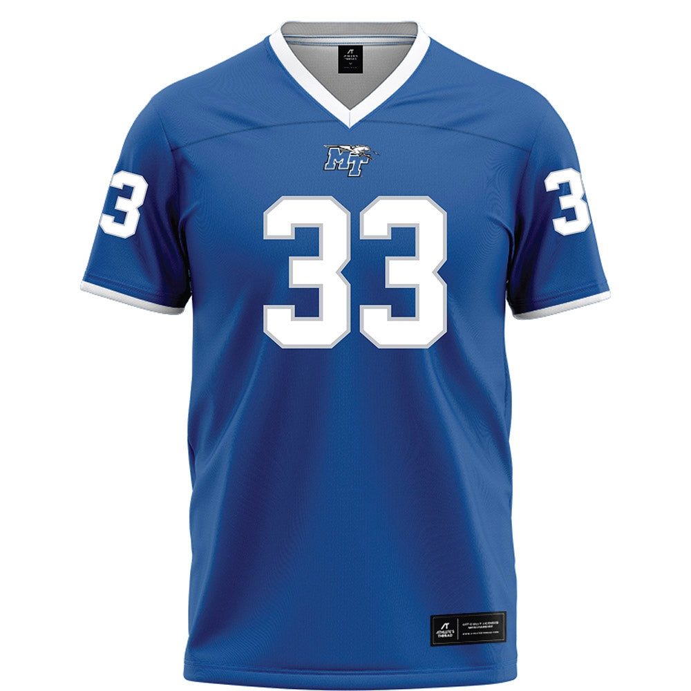 MTSU - NCAA Football : Brooklen Davis - Blue Football Jersey-0