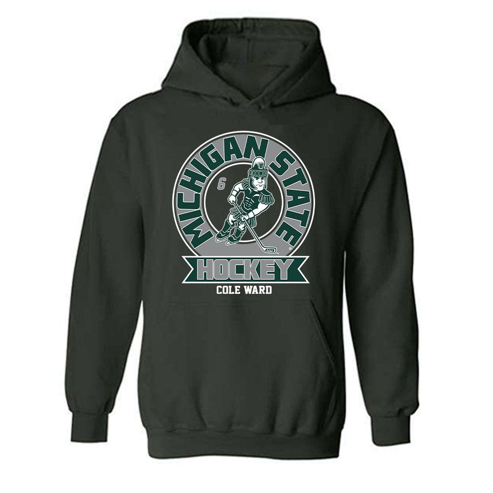 Michigan State - NCAA Men's Ice Hockey : Cole Ward - Fashion Shersey Hooded Sweatshirt-0