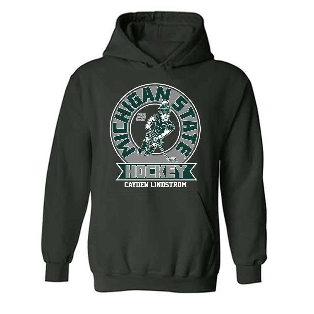 Michigan State - NCAA Men's Ice Hockey : Cayden Lindstrom - Fashion Shersey Hooded Sweatshirt-0