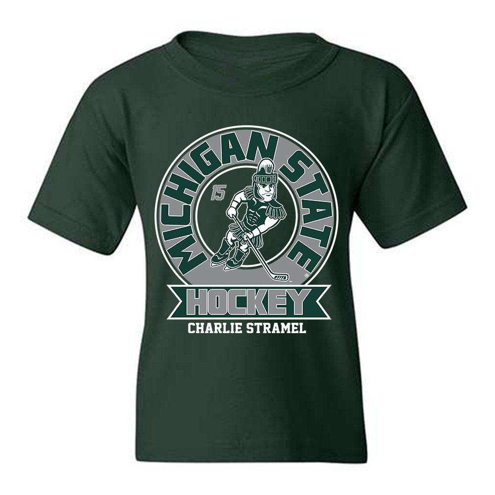 Michigan State - NCAA Men's Ice Hockey : Charlie Stramel - Fashion Shersey Youth T-Shirt-0