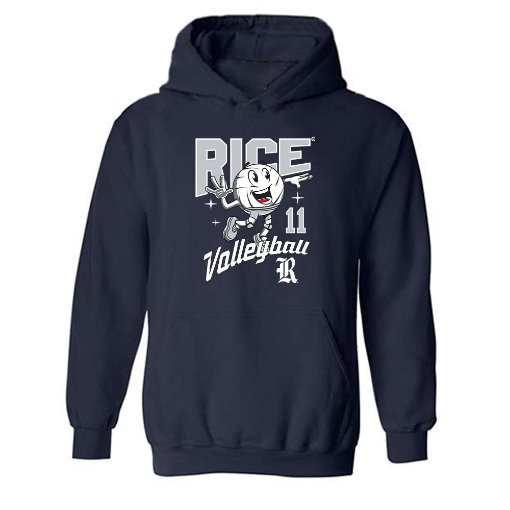 Rice - NCAA Women's Volleyball : Ellie Schneider - Fashion Shersey Hooded Sweatshirt-0