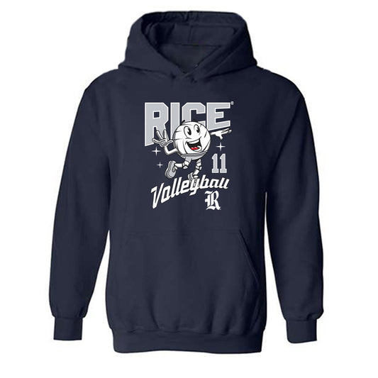 Rice - NCAA Women's Volleyball : Ellie Schneider - Fashion Shersey Hooded Sweatshirt-0