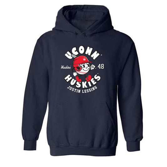 UConn - NCAA Baseball : Justin Lessing - Fashion Shersey Hooded Sweatshirt-0