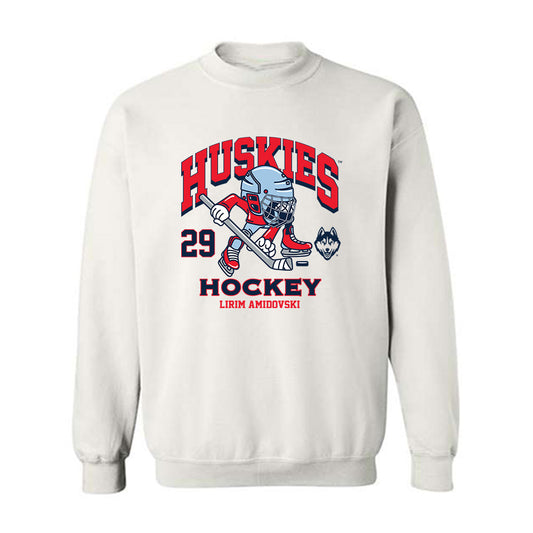 UConn - NCAA Men's Ice Hockey : Lirim Amidovski - Fashion Shersey Crewneck Sweatshirt-0