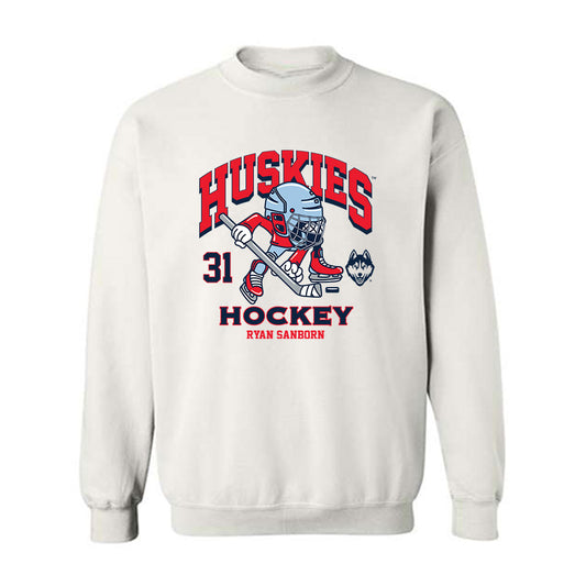 UConn - NCAA Men's Ice Hockey : Ryan Sanborn - Fashion Shersey Crewneck Sweatshirt-0