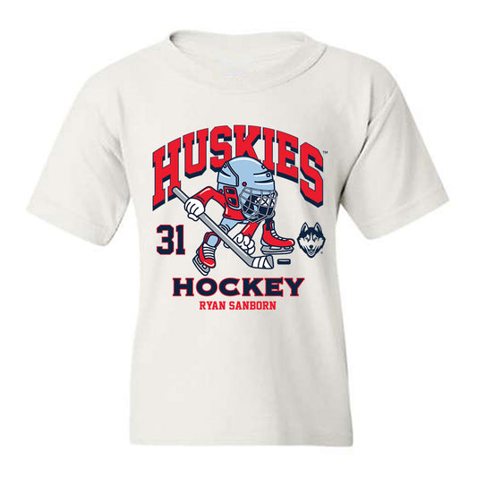 UConn - NCAA Men's Ice Hockey : Ryan Sanborn - Fashion Shersey Youth T-Shirt-0