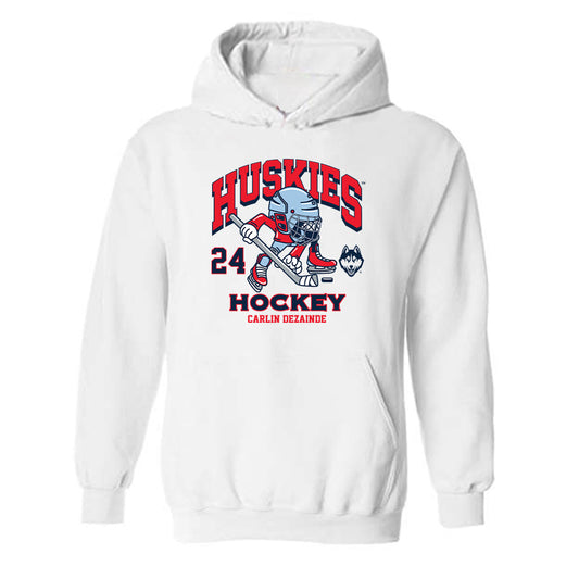 UConn - NCAA Men's Ice Hockey : Carlin Dezainde - Fashion Shersey Hooded Sweatshirt-0