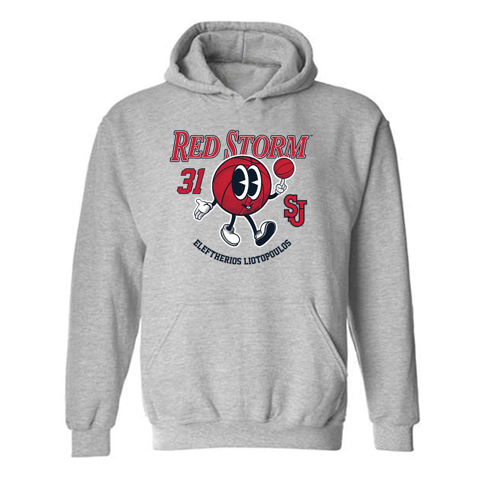 St. Johns - NCAA Men's Basketball : Eleftherios Liotopoulos - Fashion Shersey Hooded Sweatshirt-0