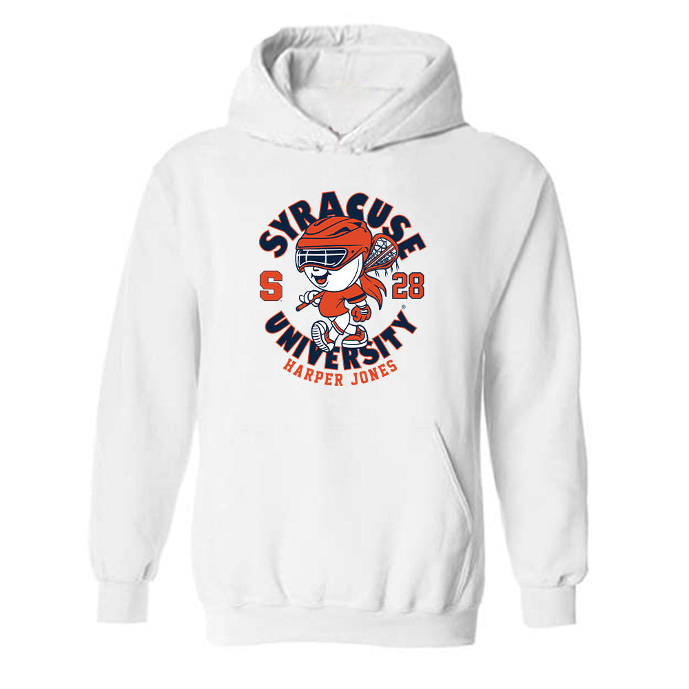 Syracuse - NCAA Women's Lacrosse : Harper Jones - Fashion Shersey Hooded Sweatshirt-0
