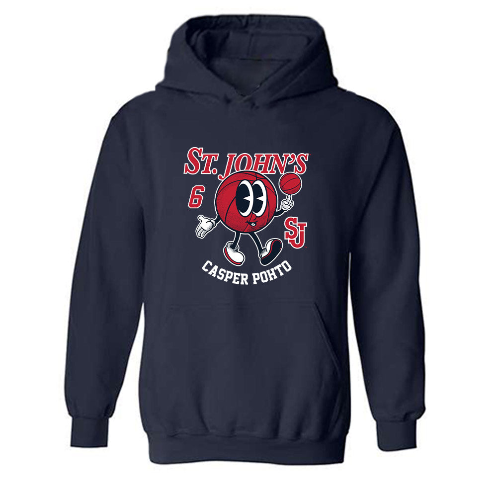 St. Johns - NCAA Men's Basketball : Casper Pohto - Fashion Shersey Hooded Sweatshirt-0