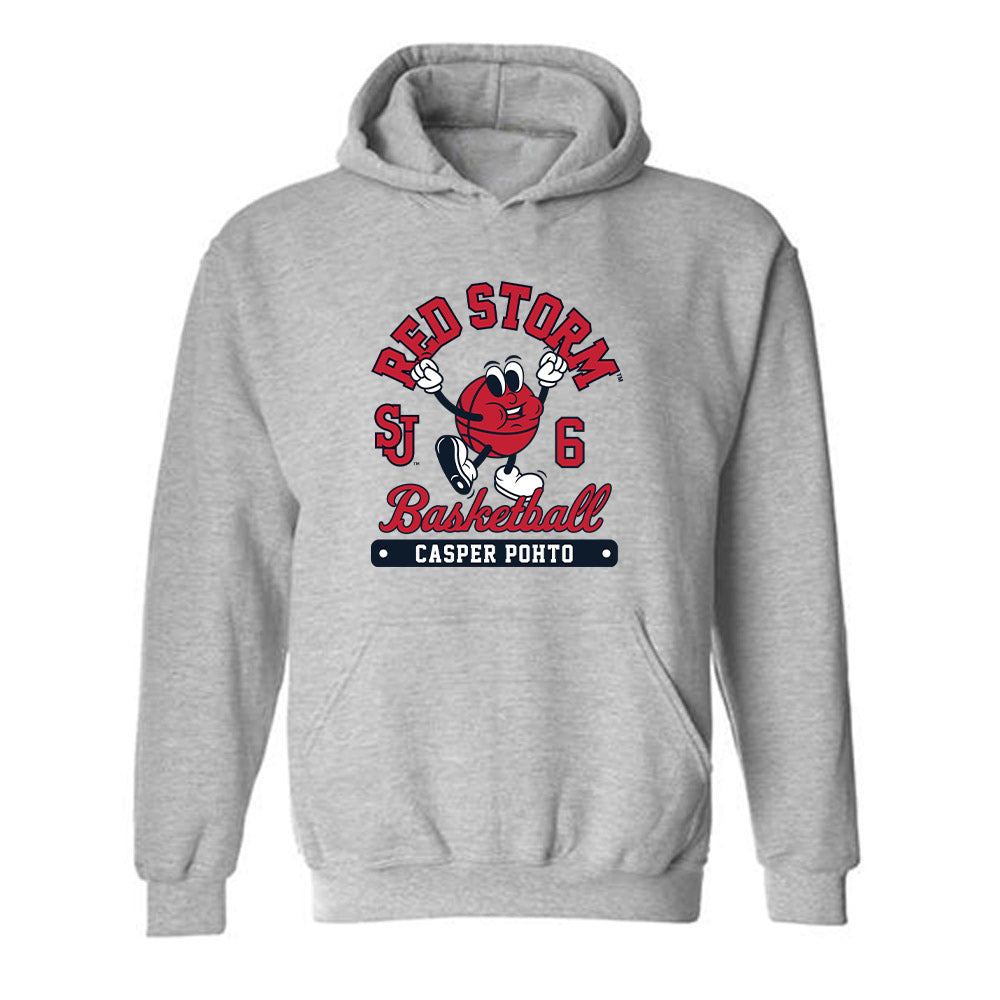 St. Johns - NCAA Men's Basketball : Casper Pohto - Fashion Shersey Hooded Sweatshirt-0
