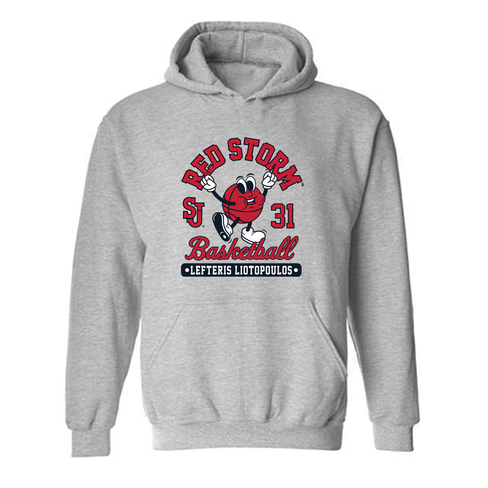 St. Johns - NCAA Men's Basketball : Lefteris Liotopoulos - Fashion Shersey Hooded Sweatshirt-0
