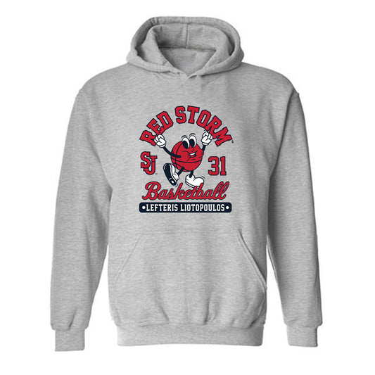 St. Johns - NCAA Men's Basketball : Lefteris Liotopoulos - Fashion Shersey Hooded Sweatshirt-0