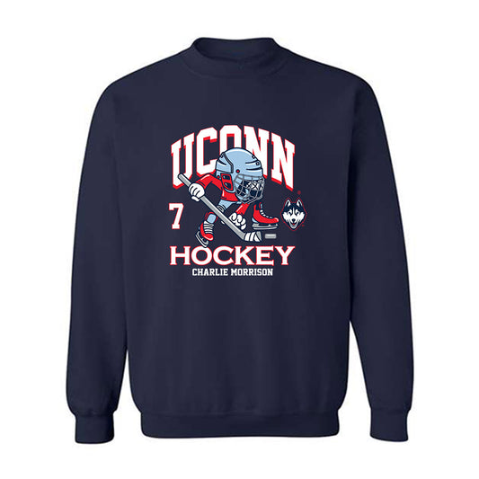 UConn - NCAA Men's Ice Hockey : Charlie Morrison - Fashion Shersey Crewneck Sweatshirt-0