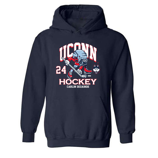 UConn - NCAA Men's Ice Hockey : Carlin Dezainde - Fashion Shersey Hooded Sweatshirt-0