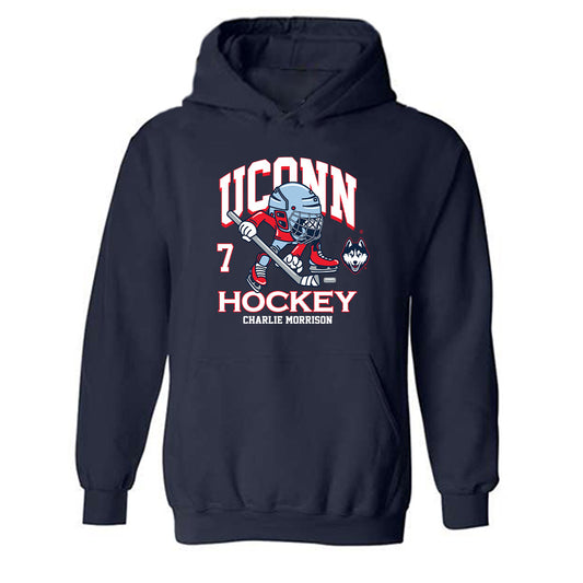 UConn - NCAA Men's Ice Hockey : Charlie Morrison - Fashion Shersey Hooded Sweatshirt-0