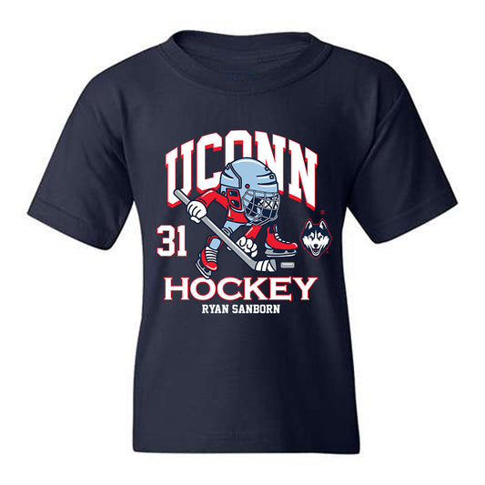 UConn - NCAA Men's Ice Hockey : Ryan Sanborn - Fashion Shersey Youth T-Shirt-0