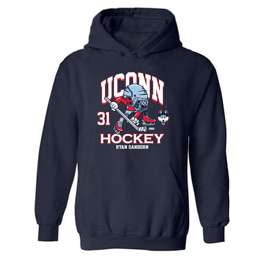 UConn - NCAA Men's Ice Hockey : Ryan Sanborn - Fashion Shersey Hooded Sweatshirt-0