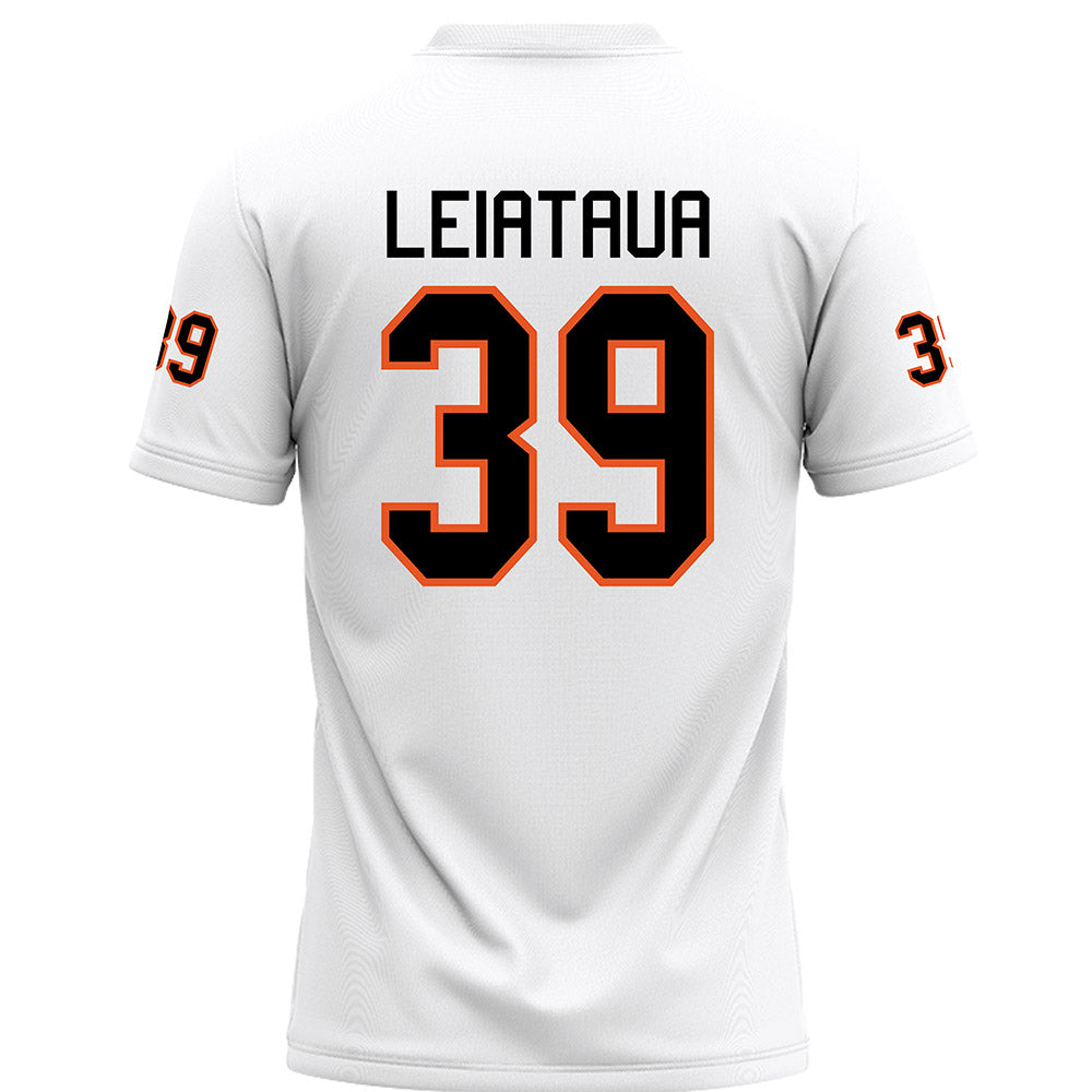 UTPB - NCAA Football : Eli Leiataua - White Football Jersey-1