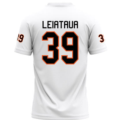 UTPB - NCAA Football : Eli Leiataua - White Football Jersey-1