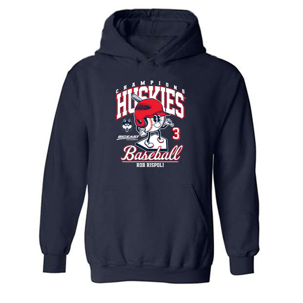UConn - NCAA Baseball : Rob Rispoli - Fashion Shersey Hooded Sweatshirt-0