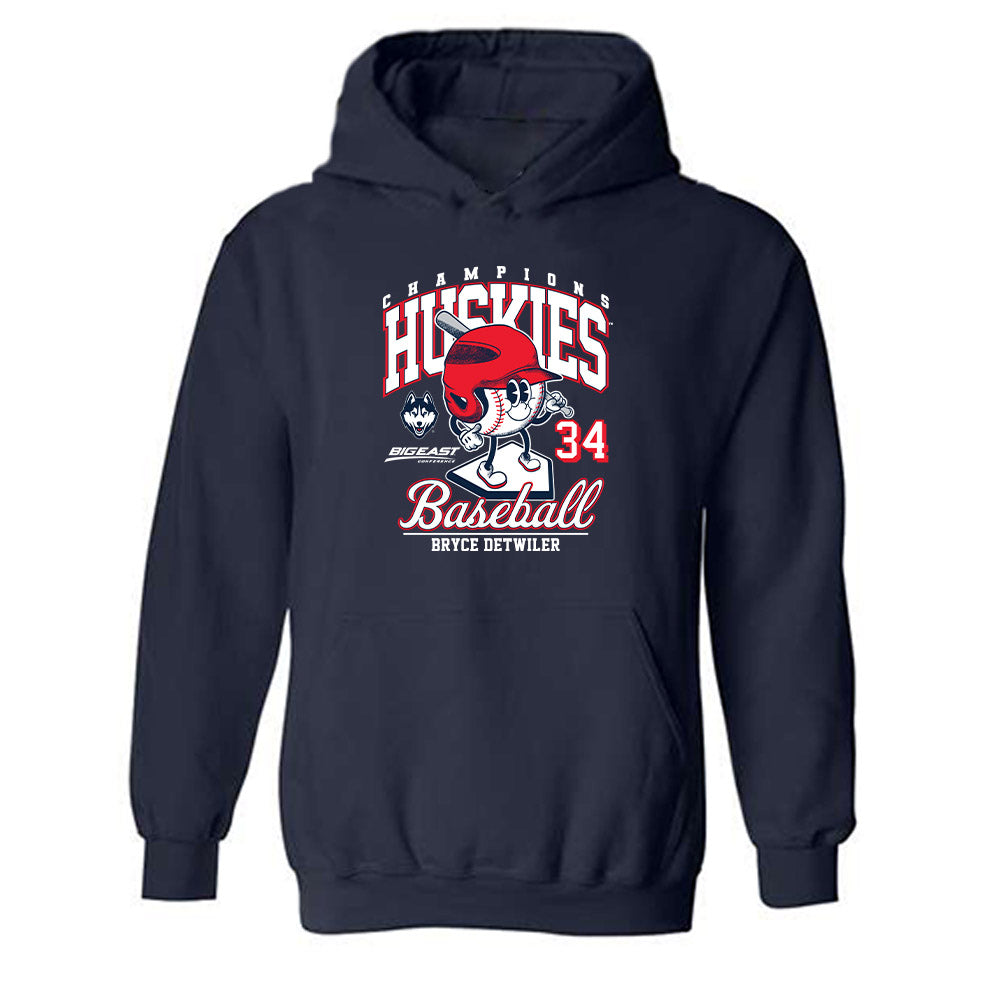 UConn - NCAA Baseball : Bryce Detwiler - Fashion Shersey Hooded Sweatshirt-0