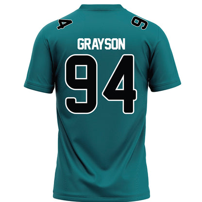 Coastal Carolina - NCAA Football : Donovan Grayson - Teal Football Jersey-1