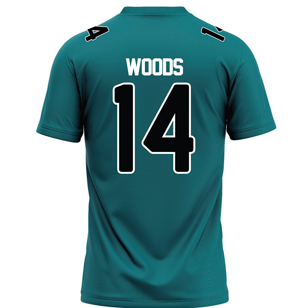 Coastal Carolina - NCAA Football : Myles Woods - Teal Football Jersey-1