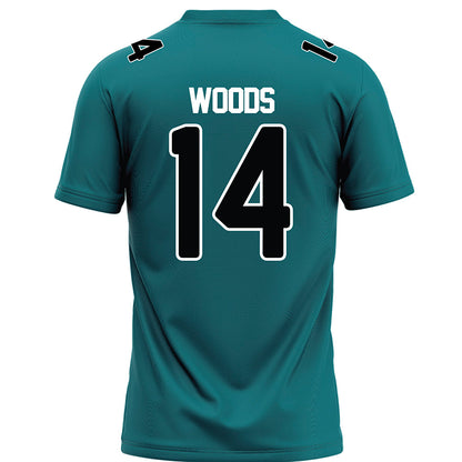 Coastal Carolina - NCAA Football : Myles Woods - Teal Football Jersey-1