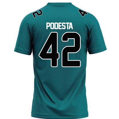 Coastal Carolina - NCAA Football : Roland Podesta - Teal Football Jersey-1
