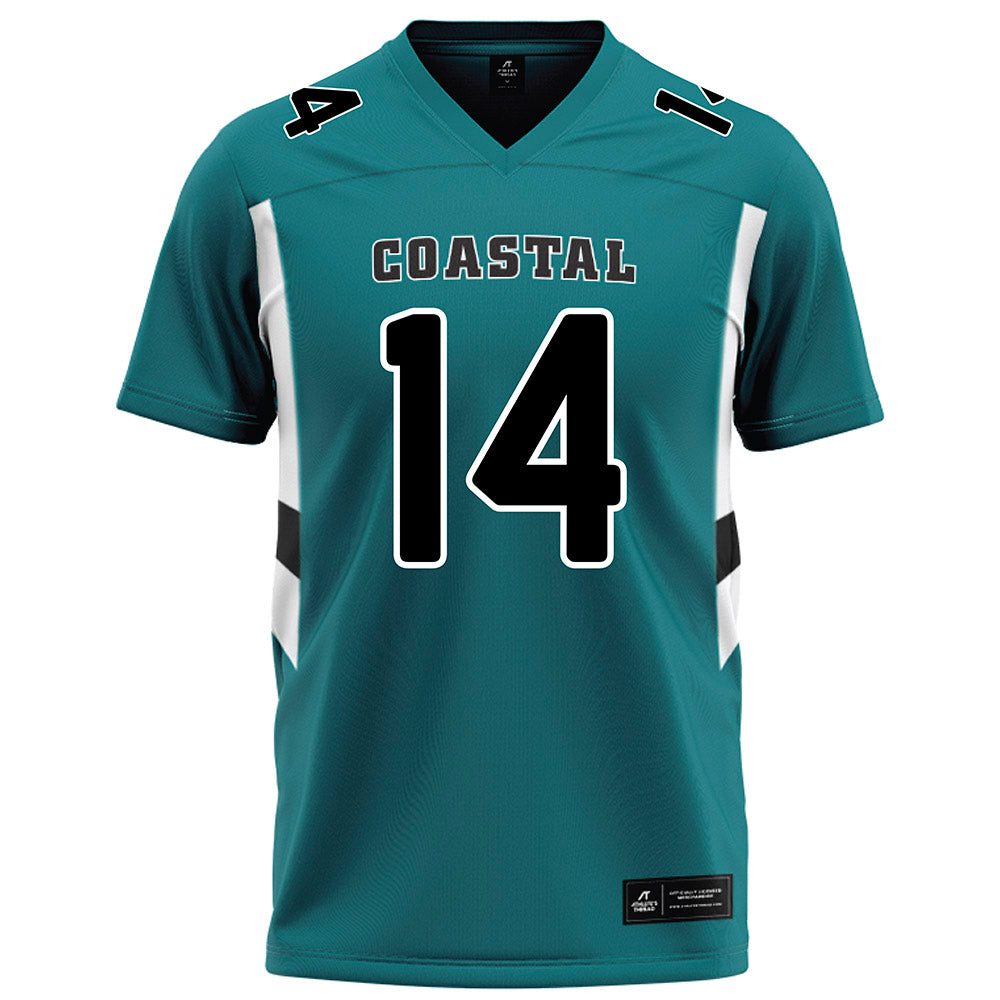 Coastal Carolina - NCAA Football : Colton Hinton - Teal Football Jersey-0