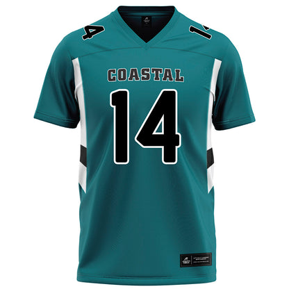 Coastal Carolina - NCAA Football : Colton Hinton - Teal Football Jersey-0