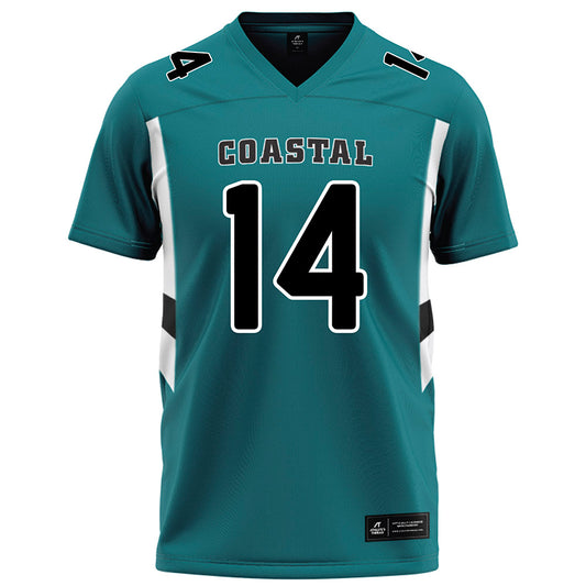 Coastal Carolina - NCAA Football : Colton Hinton - Teal Football Jersey-0
